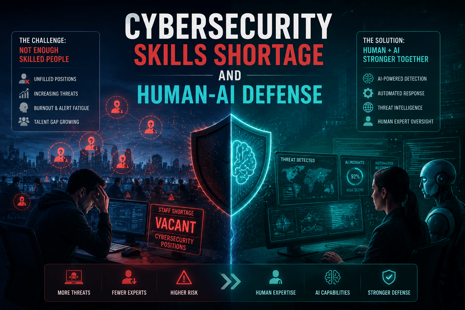 Cybersecurity Skills Shortage and Human-AI Defense